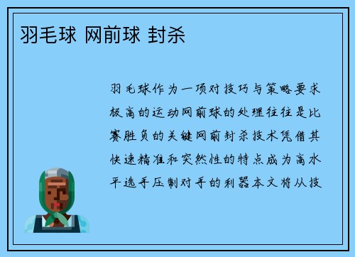 羽毛球 网前球 封杀
